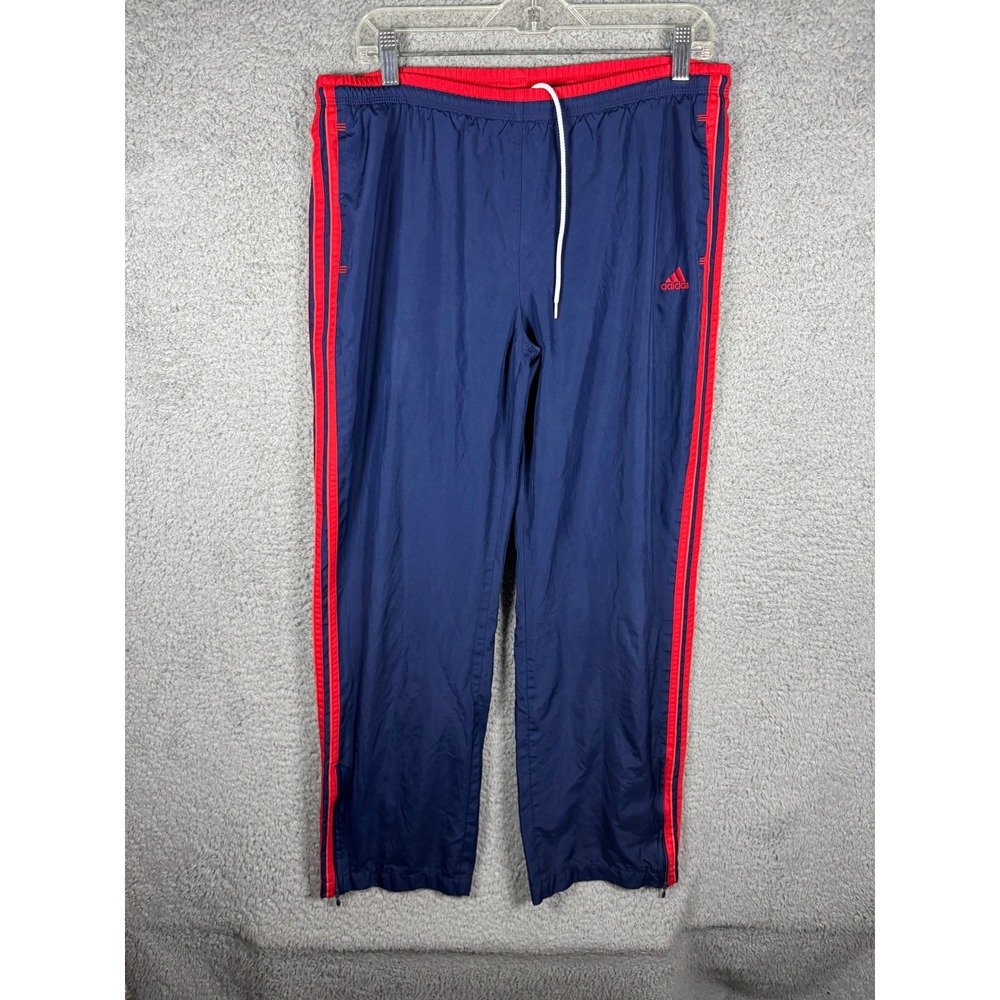 Y2K Adidas Vintage 2003 Mens Navy 3-Stripe‎ Mesh Lined Track Pants Windpants M